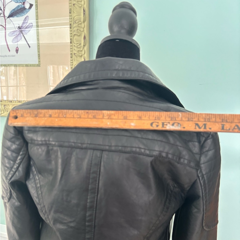 Faux leather motorcycle jacket black classic timeless iconic james dean vibe - Picture 3 of 9